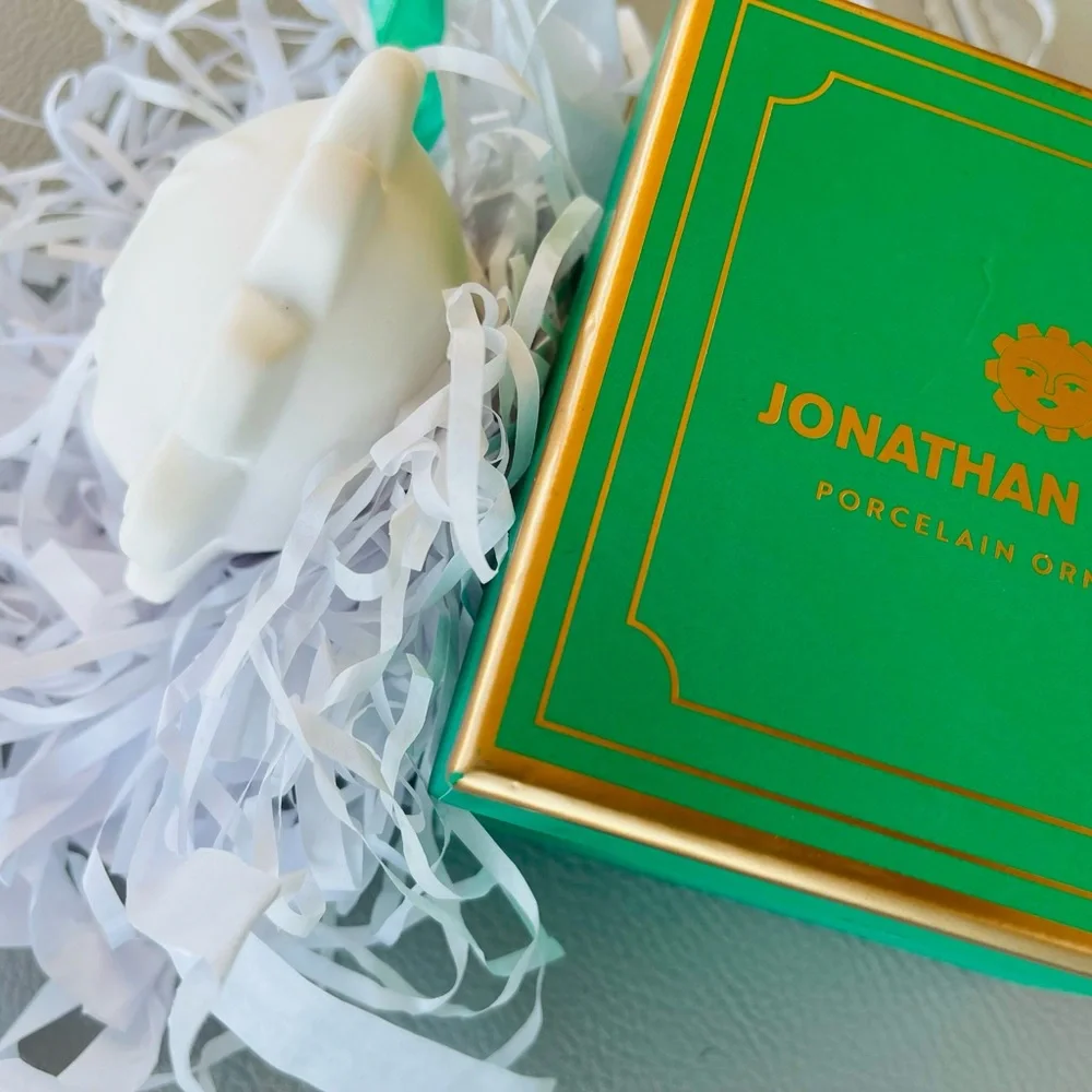 New in Box Jonathan Adler Matte Porcelain SUN Menagerie Christmas Ornament